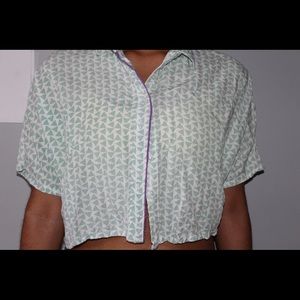 Patterned Cropped Button down